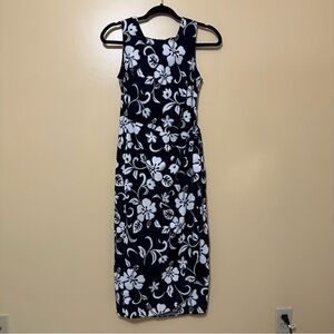 Shannon Marie Hawaii Vintage Floral Sleeveless Hibiscus Dress Women Small Blue